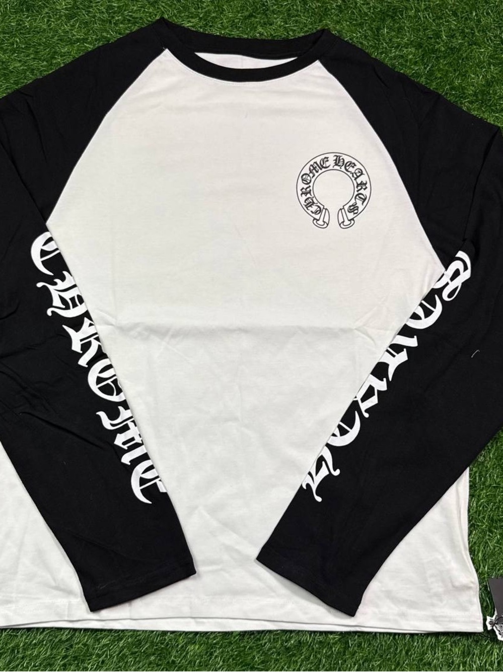 Chrome Hearts Black & White Raglan Long-Sleeve Graphic Tee